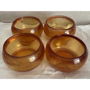 Carnival Amber Glass Small Candle Holders 2"x1.25"